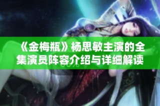 《金梅瓶》杨思敏主演的全集演员阵容介绍与详细解读