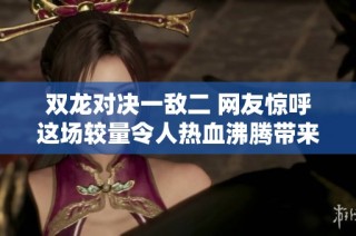 双龙对决一敌二 网友惊呼这场较量令人热血沸腾带来无尽刺激体验