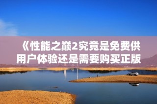 《性能之巅2究竟是免费供用户体验还是需要购买正版》