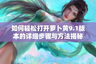 如何轻松打开萝卜黄9.1版本的详细步骤与方法揭秘