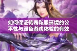如何保证传奇私服环境的公平性与绿色游戏体验的有效措施