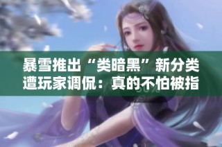 暴雪推出“类暗黑”新分类遭玩家调侃：真的不怕被指责吗？