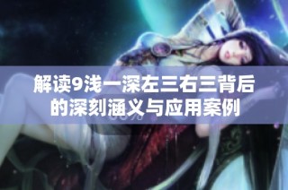 解读9浅一深左三右三背后的深刻涵义与应用案例