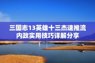 三国志13英雄十三杰速推流内政实用技巧详解分享