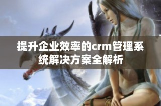 提升企业效率的crm管理系统解决方案全解析