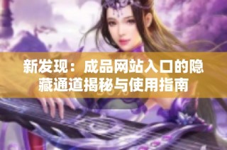 新发现：成品网站入口的隐藏通道揭秘与使用指南