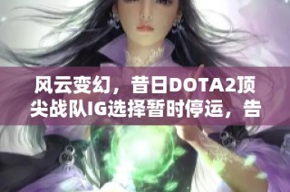 风云变幻，昔日DOTA2顶尖战队IG选择暂时停运，告别辉煌 era