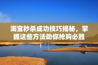 淘宝秒杀成功技巧揭秘，掌握这些方法助你抢购必胜