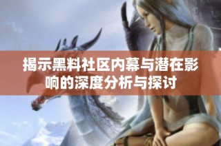 揭示黑料社区内幕与潜在影响的深度分析与探讨