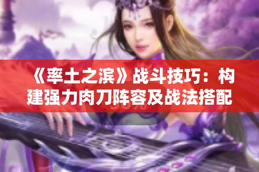 《率土之滨》战斗技巧：构建强力肉刀阵容及战法搭配解析