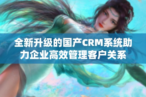 全新升级的国产CRM系统助力企业高效管理客户关系