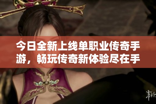 今日全新上线单职业传奇手游，畅玩传奇新体验尽在手游城