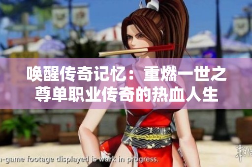 唤醒传奇记忆：重燃一世之尊单职业传奇的热血人生
