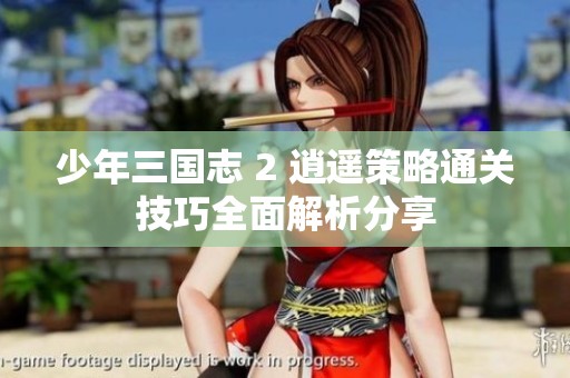 少年三国志 2 逍遥策略通关技巧全面解析分享