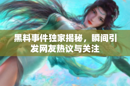 黑料事件独家揭秘，瞬间引发网友热议与关注