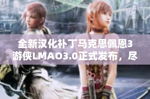 全新汉化补丁马克思佩恩3游侠LMAO3.0正式发布，尽享纯正中文游戏体验