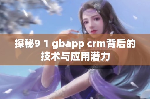 探秘9 1 gbapp crm背后的技术与应用潜力