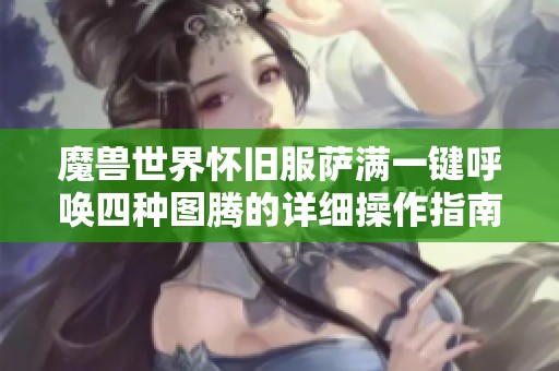 魔兽世界怀旧服萨满一键呼唤四种图腾的详细操作指南及实用技巧