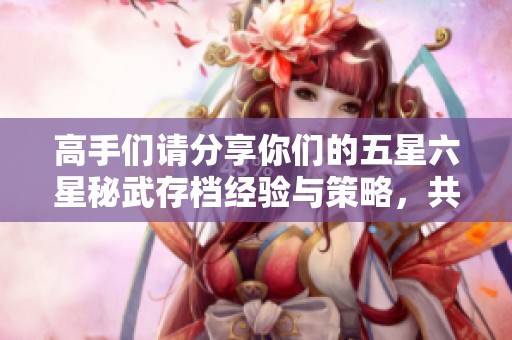 高手们请分享你们的五星六星秘武存档经验与策略，共同交流提升游戏乐趣！