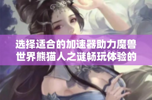 选择适合的加速器助力魔兽世界熊猫人之谜畅玩体验的最佳方案分析与推荐