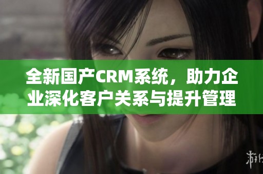 全新国产CRM系统，助力企业深化客户关系与提升管理效率
