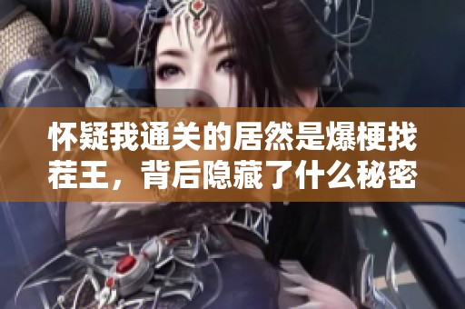 怀疑我通关的居然是爆梗找茬王，背后隐藏了什么秘密？