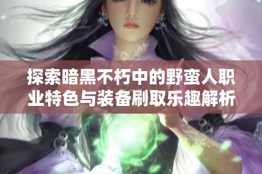 探索暗黑不朽中的野蛮人职业特色与装备刷取乐趣解析