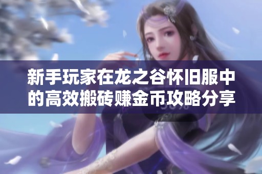 新手玩家在龙之谷怀旧服中的高效搬砖赚金币攻略分享