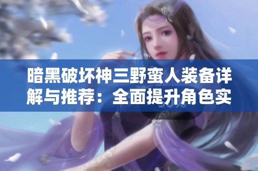暗黑破坏神三野蛮人装备详解与推荐：全面提升角色实力的指南