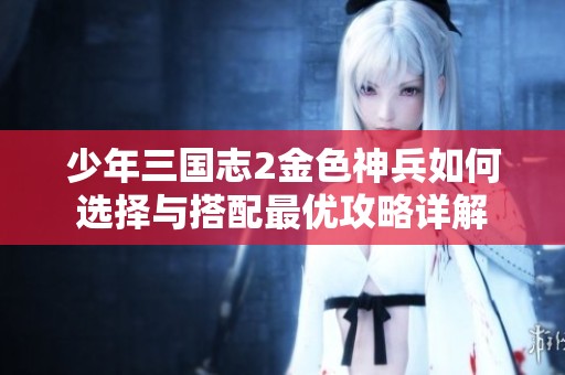 少年三国志2金色神兵如何选择与搭配最优攻略详解