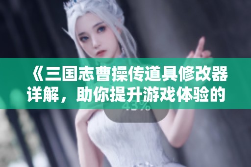 《三国志曹操传道具修改器详解，助你提升游戏体验的必备利器》