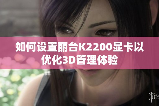 如何设置丽台K2200显卡以优化3D管理体验