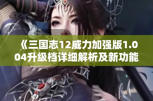 《三国志12威力加强版1.004升级档详细解析及新功能一览》