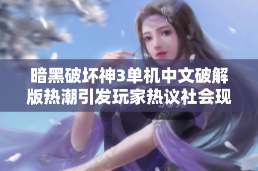 暗黑破坏神3单机中文破解版热潮引发玩家热议社会现象
