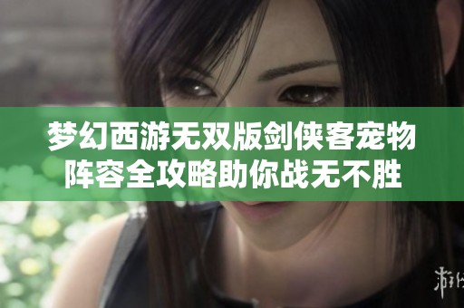 梦幻西游无双版剑侠客宠物阵容全攻略助你战无不胜