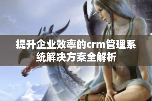 提升企业效率的crm管理系统解决方案全解析