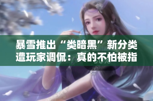 暴雪推出“类暗黑”新分类遭玩家调侃：真的不怕被指责吗？