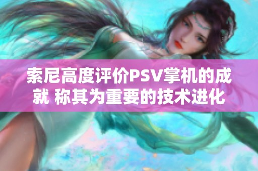 索尼高度评价PSV掌机的成就 称其为重要的技术进化与创新飞跃
