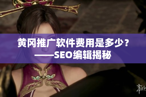 黄冈推广软件费用是多少？——SEO编辑揭秘