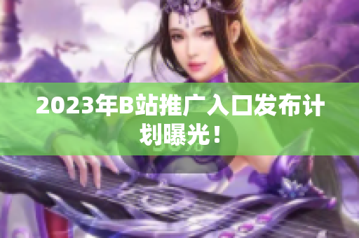 2023年B站推广入口发布计划曝光！